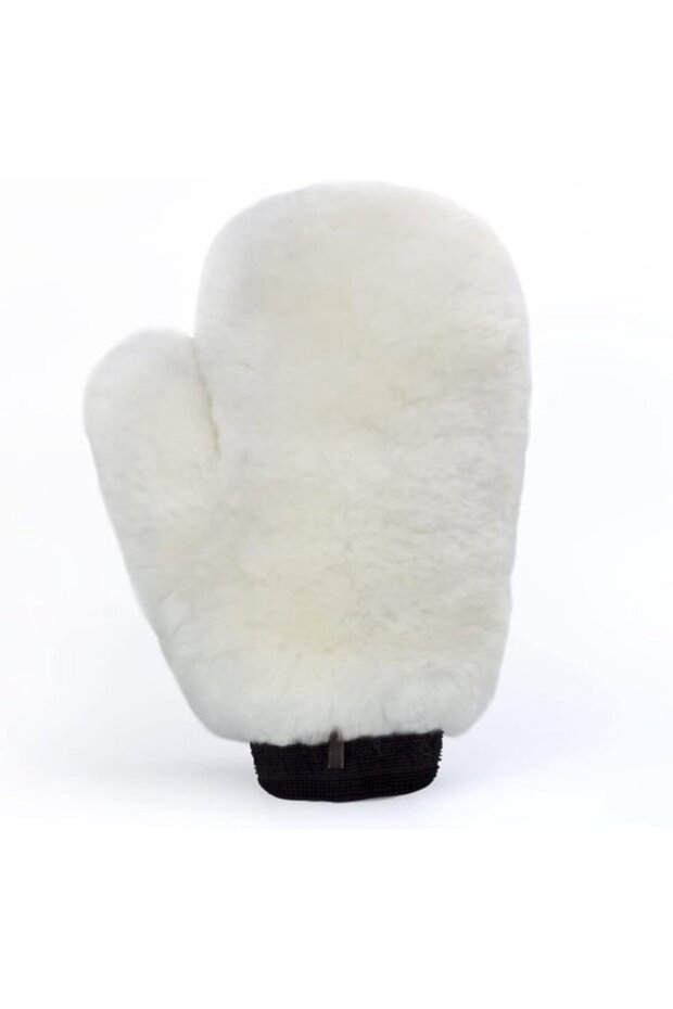 Washing Glove - 100% Wool Car Wash Cloth, Natural Sheepskin, High Density, White (with Fingers)