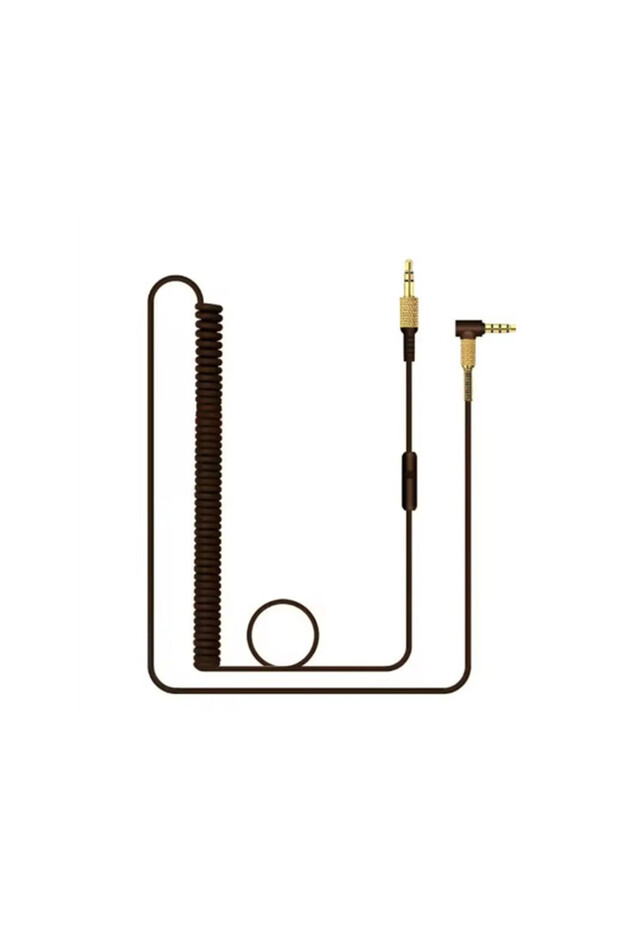 One retractable spiral headphone cable, convenient headphone cable, light brown.