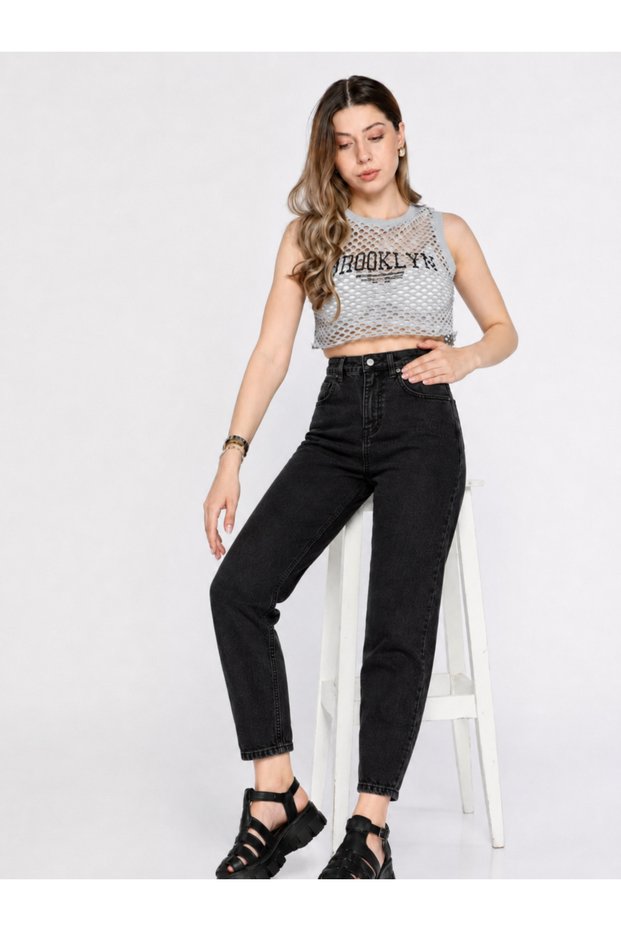 Black Mom Jeans High Waist Daily Comfortable Wear Comfort-Improving Lycra Flexible Jeans for Women/Girls (2026)