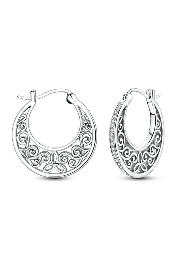KTE626 Original 925 Sterling Silver Hoop Earrings Heart Retro Patterned Sun Earrings For Women Man L