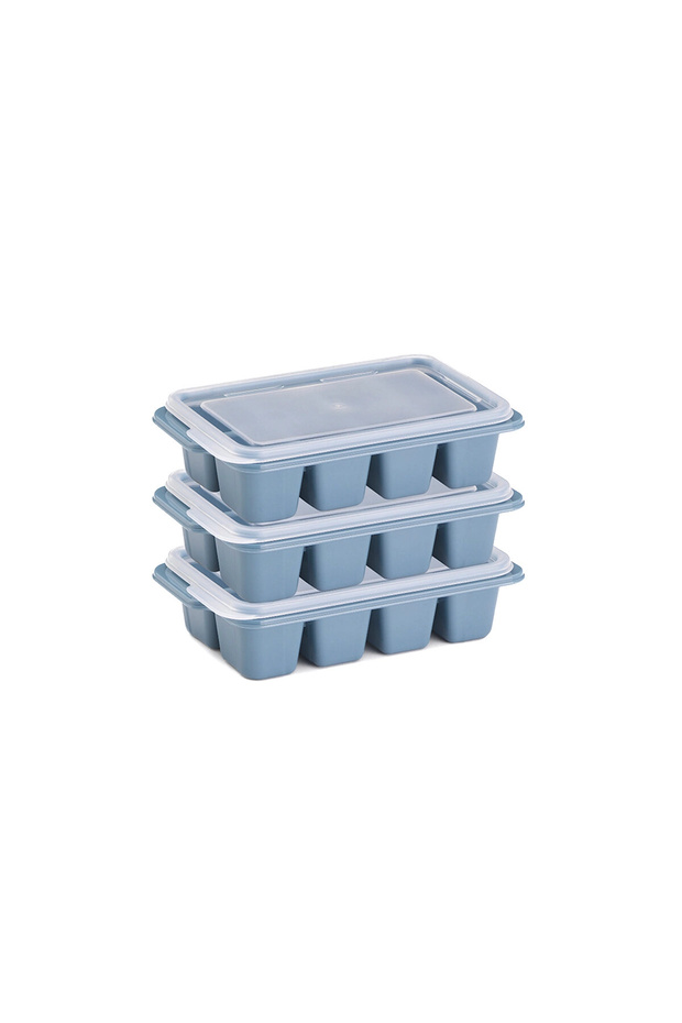 3-Piece Mini Ice Mold - Cube Shaped - with Lid - Plastic