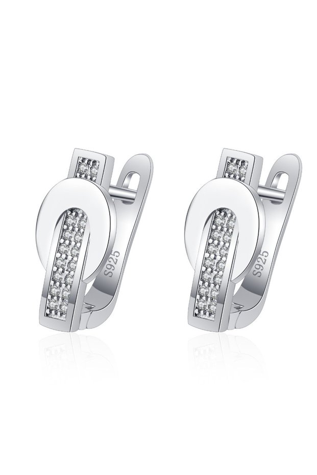 silver 925 Silver Earrings 5A Zircon Cute Fashion for Women Sterling-Silver Wedding Jewelry Classic
