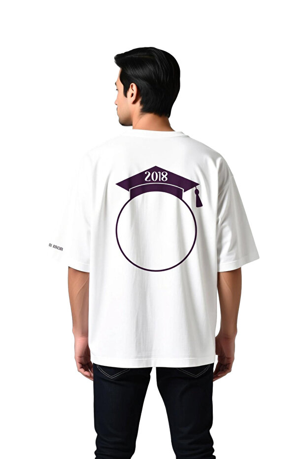 Men's Oversize Graduation Memory Printed T-Shirt Year Commemorative Design Relaxed Fit Casual Modern Stylish