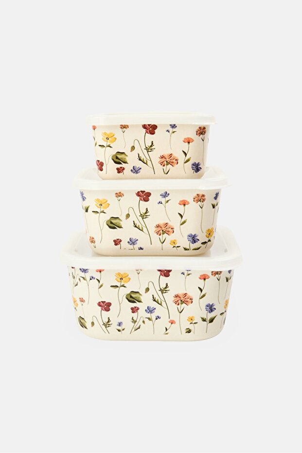 3 Piece Storage Containers With Lids, White