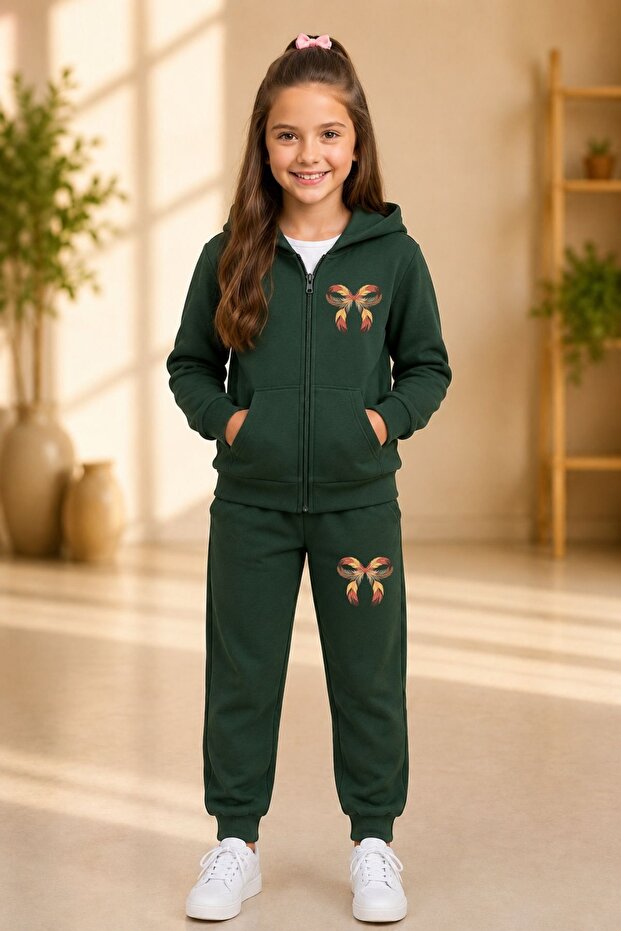 طقم بدلة رياضية بسحّاب وقلنسوة مطبوعة من Busekids Trend