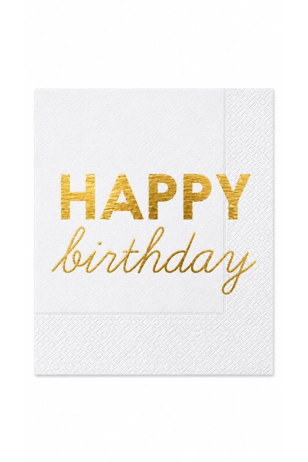 "Happy Birthday" 16-Piece Napkin Gold