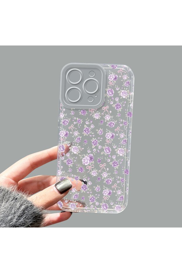 iPhone 15 Pro Max Compatible Camera Protected Anti-Shock Aesthetic Print Patterned Transparent Silicone Case