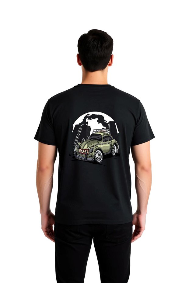 Vintage Beetle Car Tooth Smoke Printed Men's T-Shirt