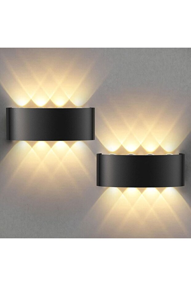 2-pack 8W waterproof LED wall washer warm white.