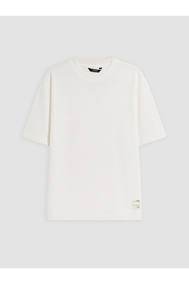 Ecru Crew Neck Interlock Men's T-Shirt