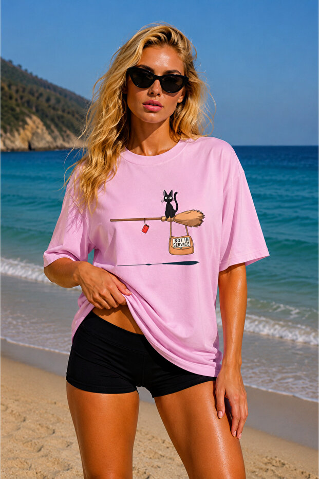 Premium Not İn Service Printed Oversize Women's T-Shirt Men's T-Shirt Cotton Oversize T-Shirt