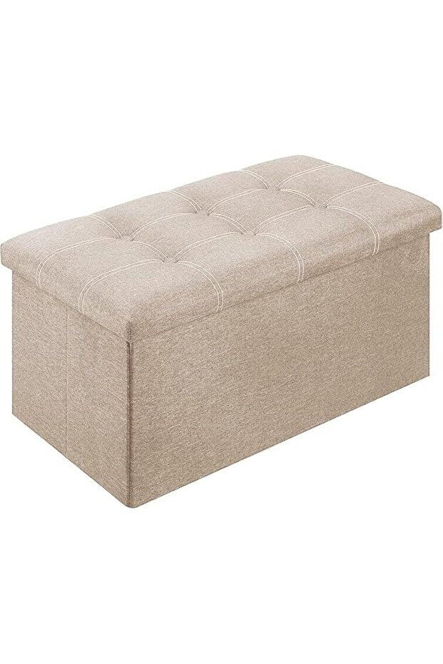 Ottoman Storage Stool,Foldable Storage Ottoman Box,Padded Seat for Dorm Living Room,Versatile