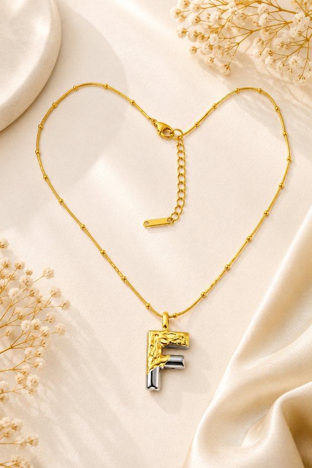 Double Color F Letter Steel Necklace