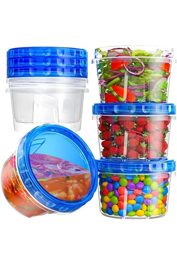 Pack Freezer Storage Containers, Airtight Plastic Food Storage Containers with Twist Top Lids, Soup, Meal Prep Containers | BPA Free | Stackable | Leakproof | Microwave/Dishwasher Safe (16 Oz)