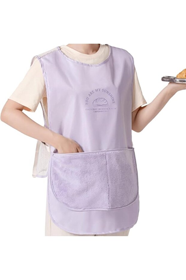 مريلة شبكية بنفسجية قابلة للتنفس، مريلة نايلون مقاومة للماء قابلة للمسح مع جيوب كبيرة وحزام جانبي قابل للتعديل
