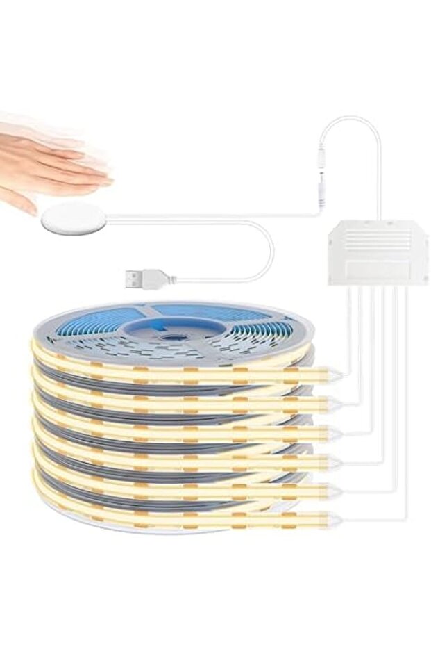 6 قطع من شرائط إضاءة LED من نوع COB بواجهة USB للوحات الجدران الخشبية، 6.6 قدم × 6 لفات إضاءة للوحات الصوتية K