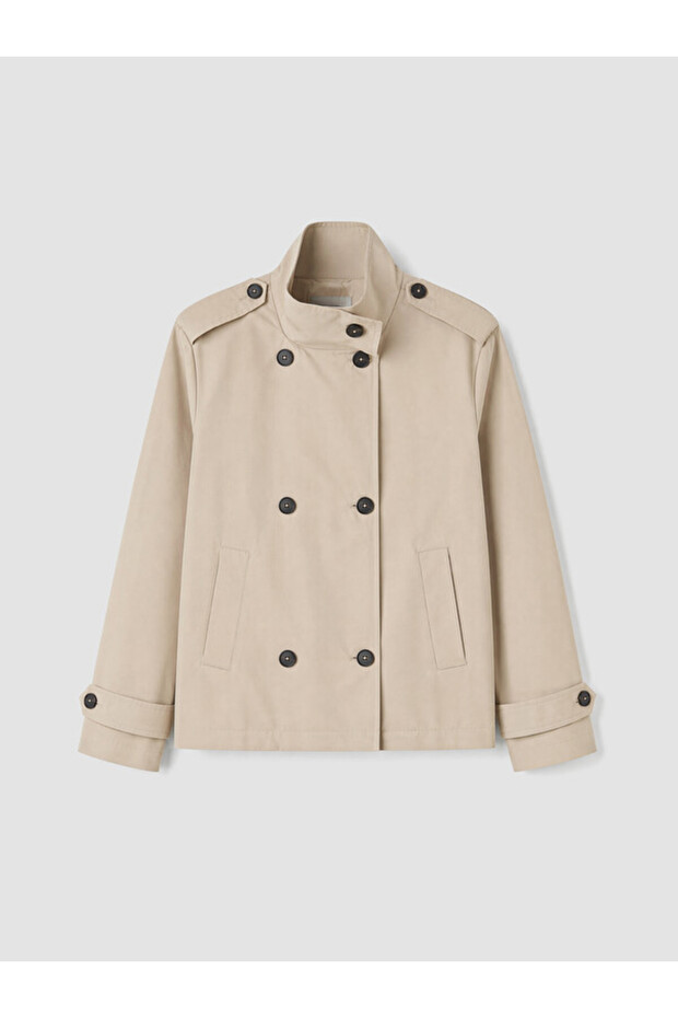 Esvab • Modern & Distinctive Stand Collar Double-Breasted Women's Trench Coat