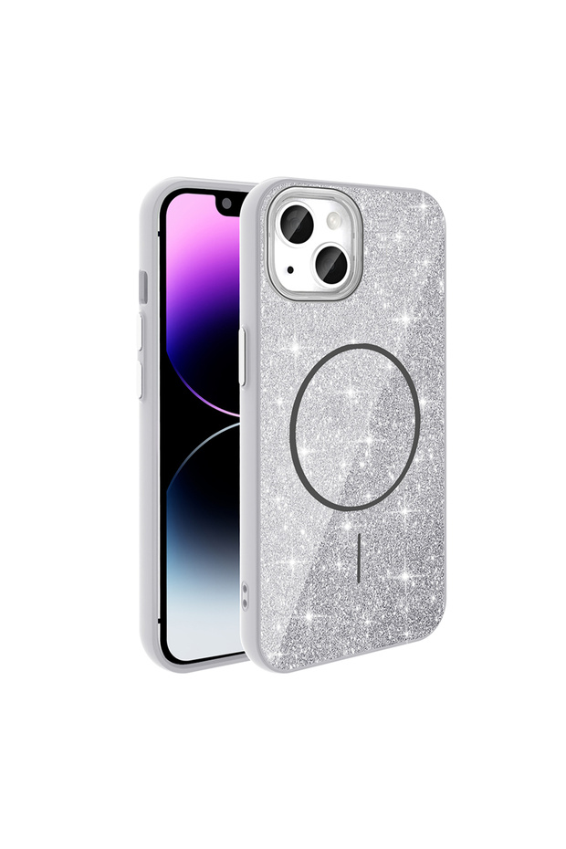 iPhone 11 Case Non-Spill Glitter Silicone Magsafe Camera Raised