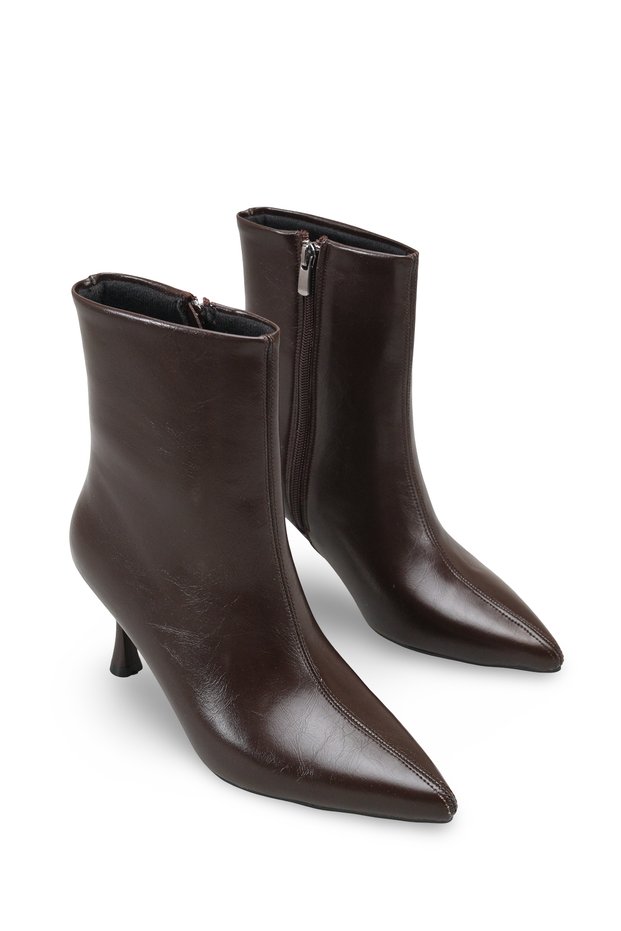 Alya Serena Women's Pointed Toe Heeled Boots 0012501 Brown Skin