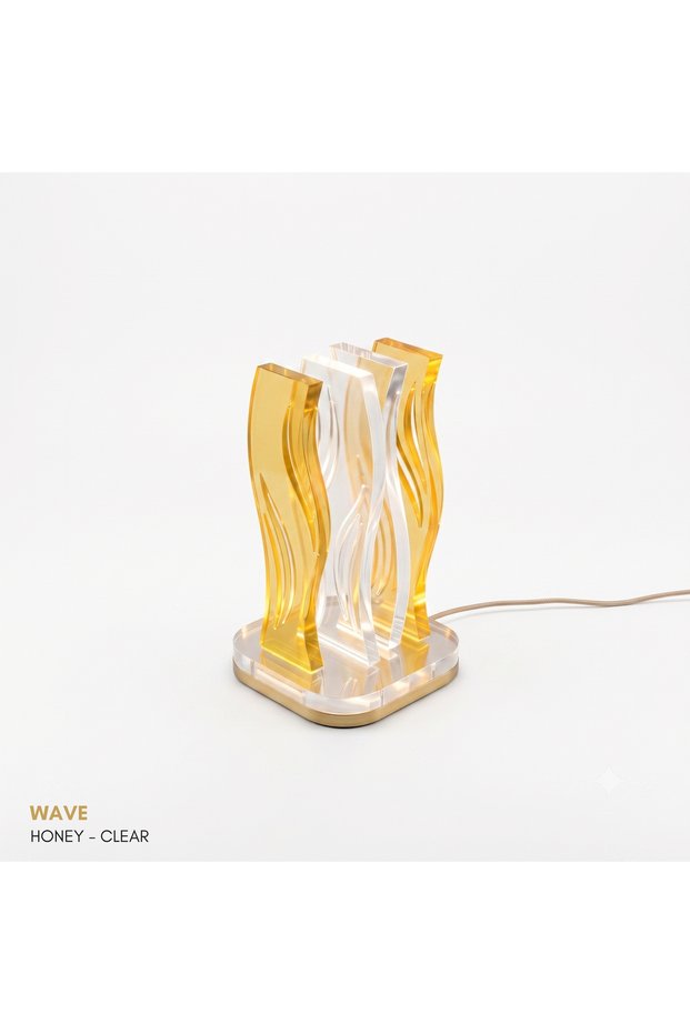Wave | Acrylic Led Table Lamp | Remote Controlled +100 Color Rgb Ambient Light | Decorative Modern Living Room Bedroom Night Light | Collection