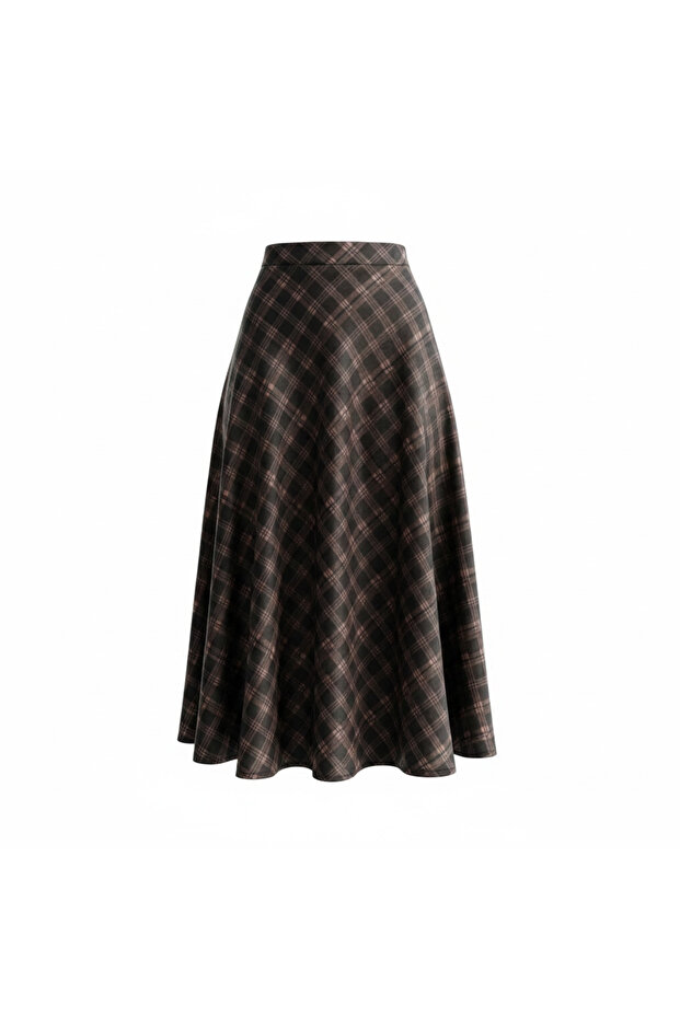 Plaid Patterned Bell Skirt