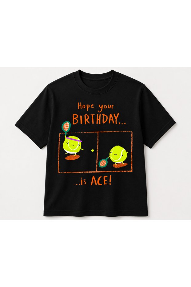 Unisex Oversize Tennis Printed T-Shirt 100% Cotton Tennis Themed Comfortable Fit Short Sleeve T-Shirt