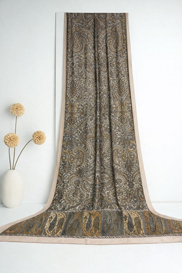 Glamour Cotton Ethnic Shawl 2 - 52840 Cream Orange