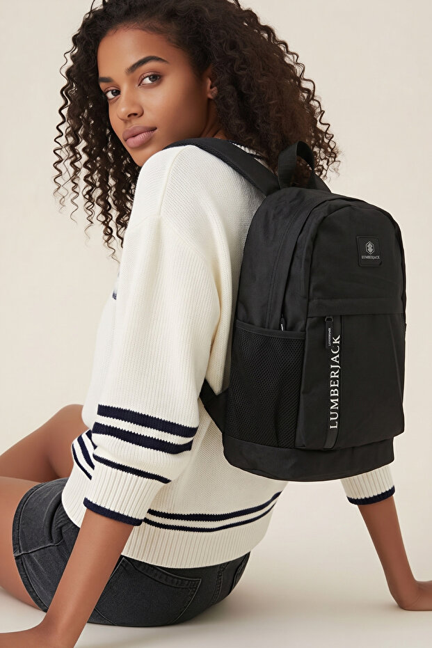 Ct-7661 Black Unisex Backpack School Sports Travel Daily Use Multi-Compartment Large Volume Bag