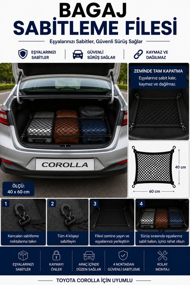 Drive Luggage Fixing Net Toyota Corolla Compatible (40X60)
