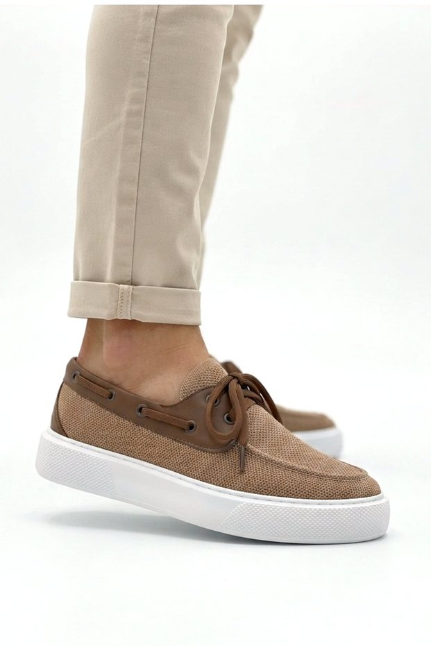 Zrc2602 - Premium Knitwear Men's Lace-Up Loafer Brown