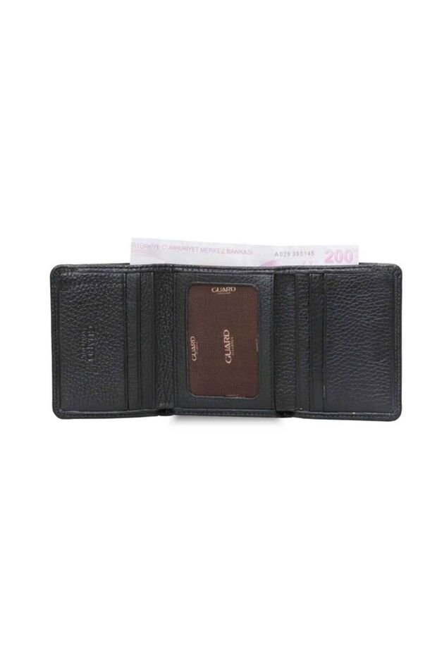 Black Genuine Leather Tri-Fold Model Men's Wallet // Xd-829