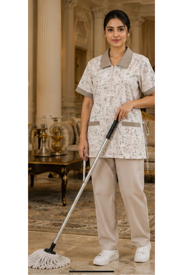 Housemaid uniform with a comfortable classic design and delicate classic patterns