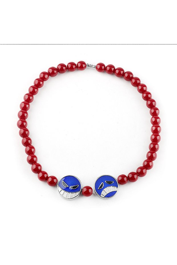 Bandai A-2386 ONE PIECE Cosplay Accessories Smile Sad Badge Pendant Bracelet Red Bead Necklace Brace