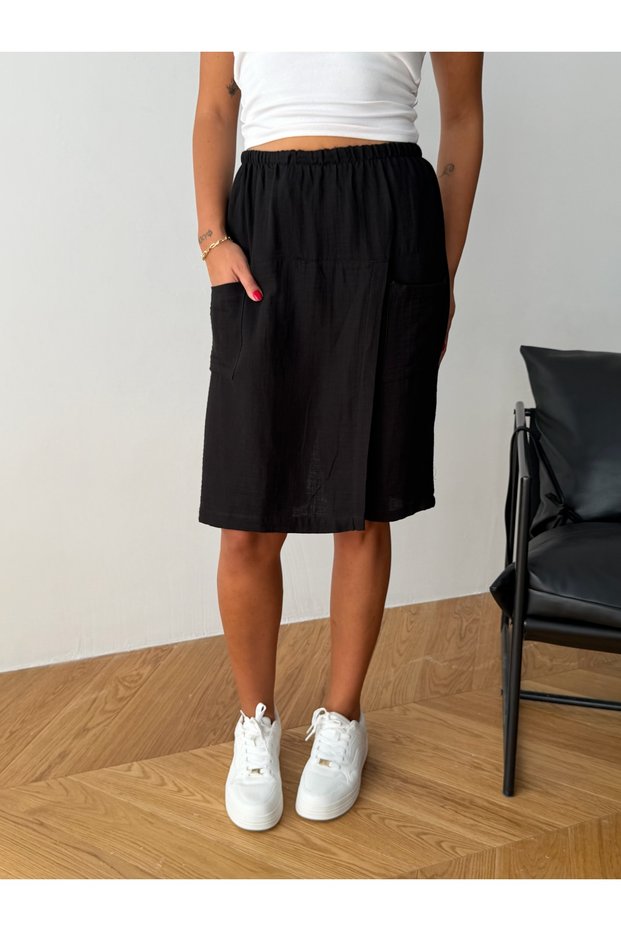 Women's 100% Linen High Waist Elastic Shorts with Pockets – Comfortable Fit Summer Natural Linen Shorts