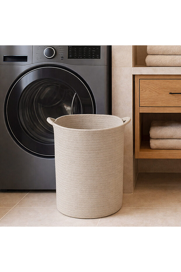Laundry Basket Round Stone H58cm x 36cm Diameter