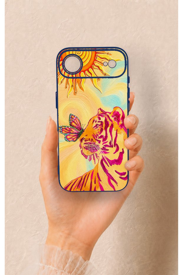 iPhone 17 Air Compatible Tiger of the Sun Patterned Silicone Case