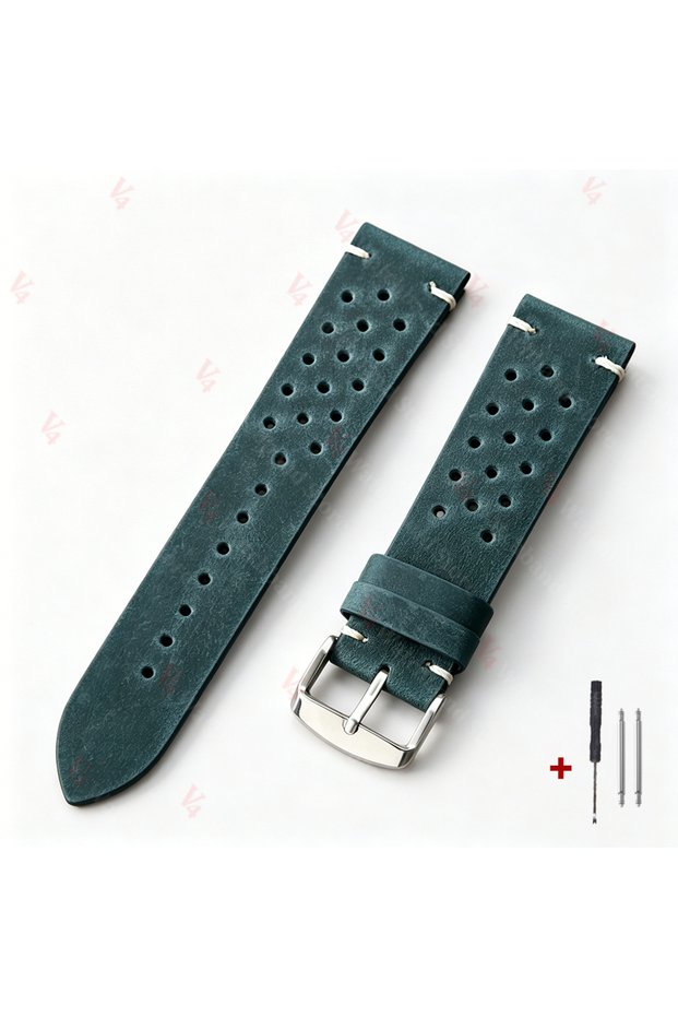 18mm Silver Buckle Blue 18mm 19mm 20mm 21mm 22mm 24mm Handmade Watch Strap Dark Brown Breathable Por