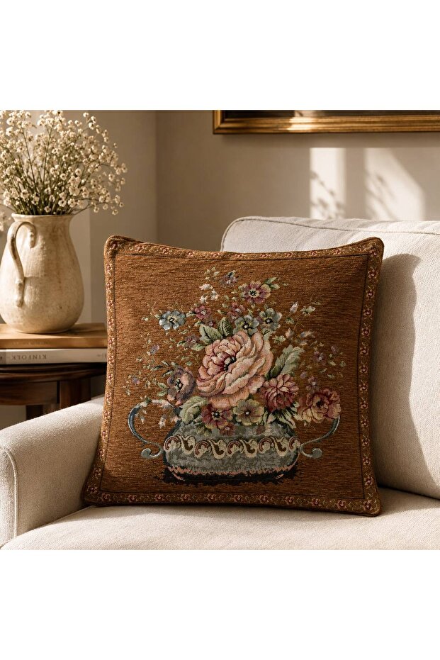 Vintage Bouquet Tapestry Throw Pillow Cover 45X45 cm