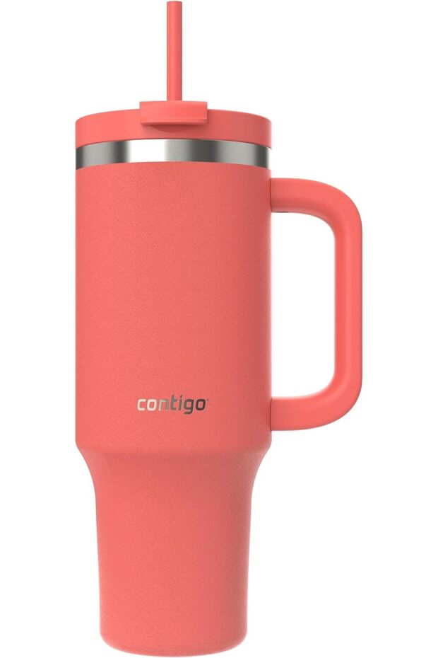 Unisex Adult Streeterville Tumbler Insulated Water Bottle with Straw, 1.2L, Coral