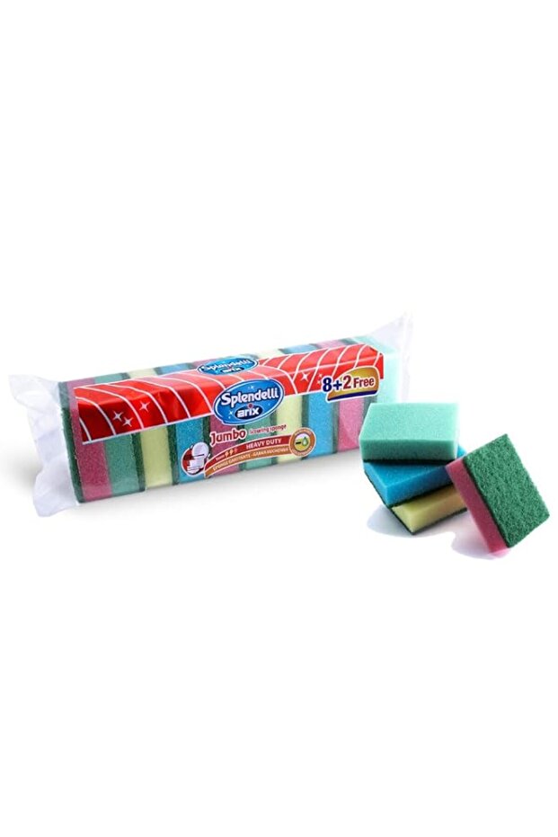 Arix Splendelli Jumbo Scouring Sponges – Ultimate Value Pack for Deep Cleaning and Organization - 10 Pieces