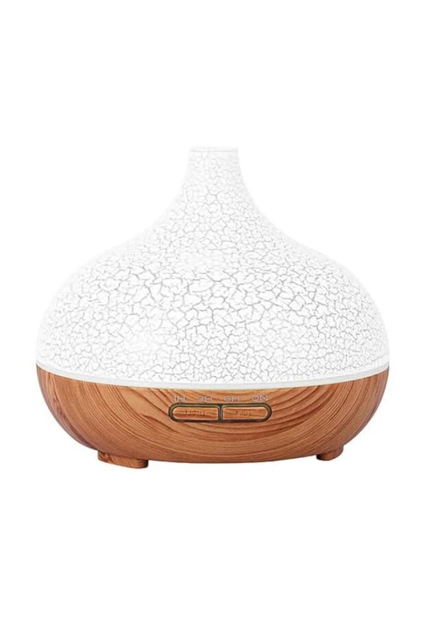 Cuisine Art Essential Oil Diffuser, 550ml Oil Diffuser with 4 Timer, Aromatherapy Diffuser with Auto Shut-Off Function, Cool Mist Humidifier BPA-Free for Bedroom Home, Brwon- White Top