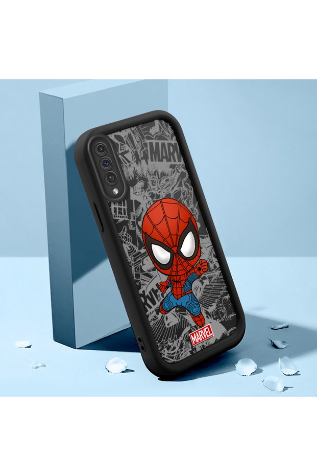 Samsung Galaxy A30S Compatible Black Spiderman Case Camera Protective Couple Case Silicone Phone Case