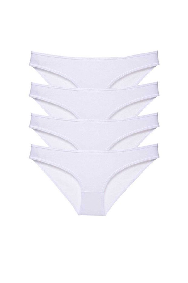 Glb-Stl41414 4 Pieces Super Eco Set Lycra Women's Slip Panties White