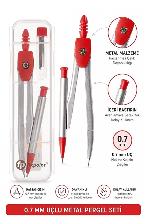 0.7 Tip Metal Pencil Red 1 Piece Fixpoint Boxed Metal Pencil Versatil Tip Mechanical Pencil Push Pen