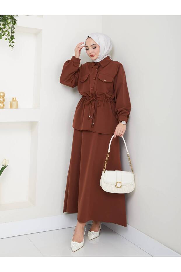 Women's Hijab Skirt and Jacket Set Double Fabric - Women's Top and Bottom Two-Piece Set