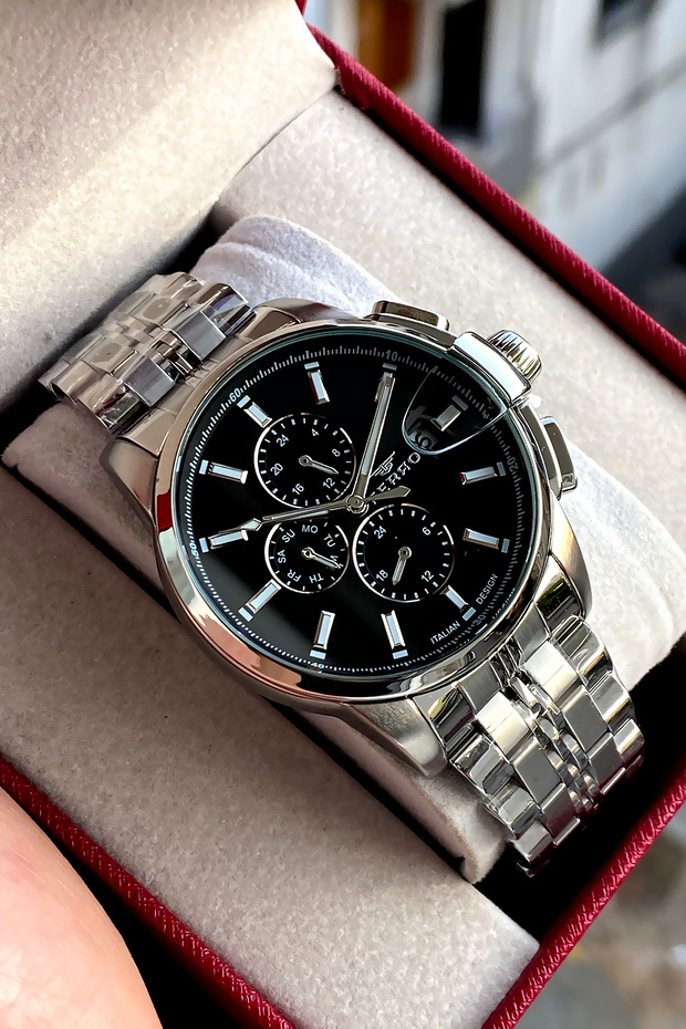 Men's wristwatch steel band 2 years warranty waterproof boxed