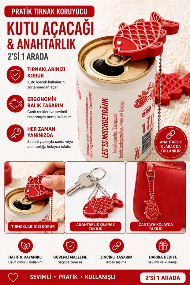 Practical Nail Protector Fish Design Box Beverage Opener and Keychain | 2 in 1