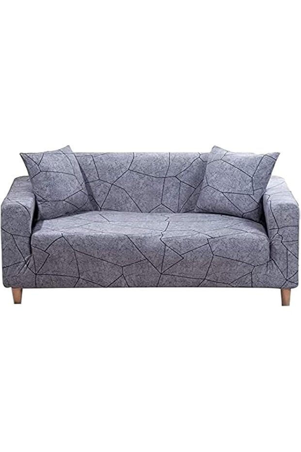 X spring Sofa Cover, 1-Piece Printed Elastic Universal Sofa Cover, Wrinkle-Free Stretch Fabric Couch Protector, Machine Washable, Non-Slip for 4-Seater Couch, Pet Friendly Home Refresh