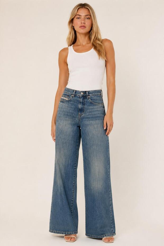 Wide Leg Denim Pants