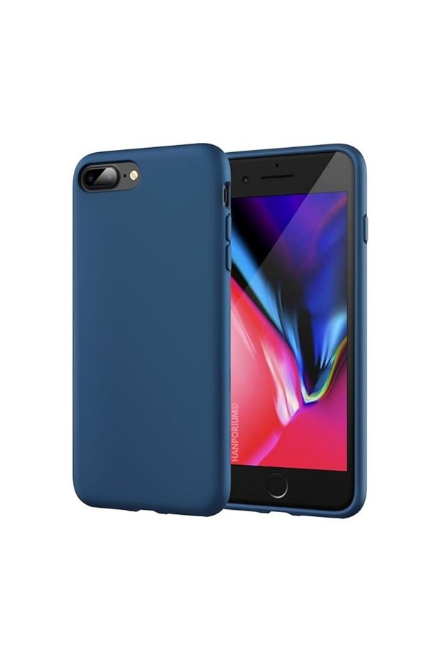 Apple iPhone 7 Plus Compatible Silicone Case Pastel Color Tone Flexible Cover with Camera Protection Navy Blue